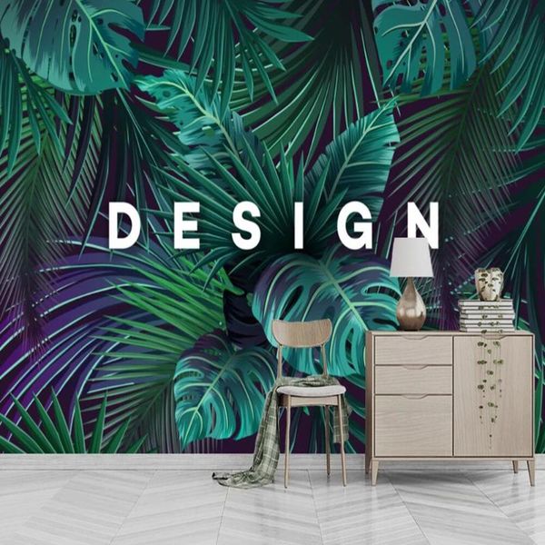 wallpapers milofi custom large wallpaper mural european retro plant rainforest banana leaf background wall paper decorative painting